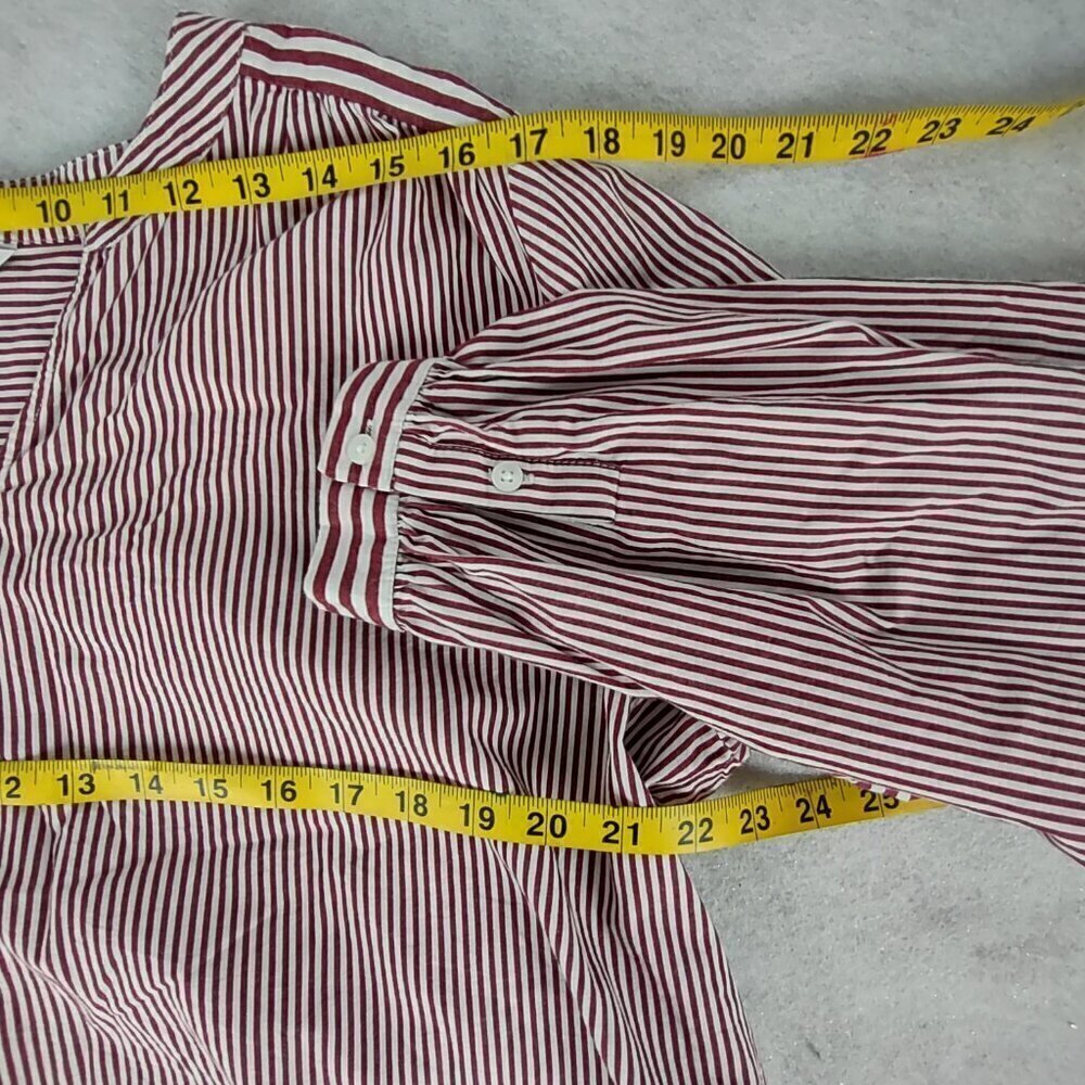 Crown & Ivy Women's 100% Cotton, Burgundy, White Striped Pullover Blouse Size 1X - Picture 9 of 13